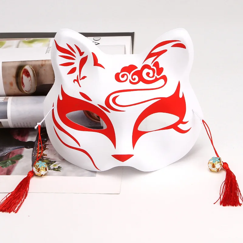 Hand-painted Cat The Nine-tailed Fox Mask Natsume's Book Of Friends Pulp Half Face Halloween Cosplay Party New - Party Masks - AliExpress