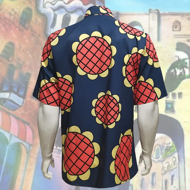 Anime Monkey D Luffy Cosplay Costume Sunflower Print Short Sleeve Shirt For  Men Hawaiian Tee Overshirt Casual Summer Beach Tops