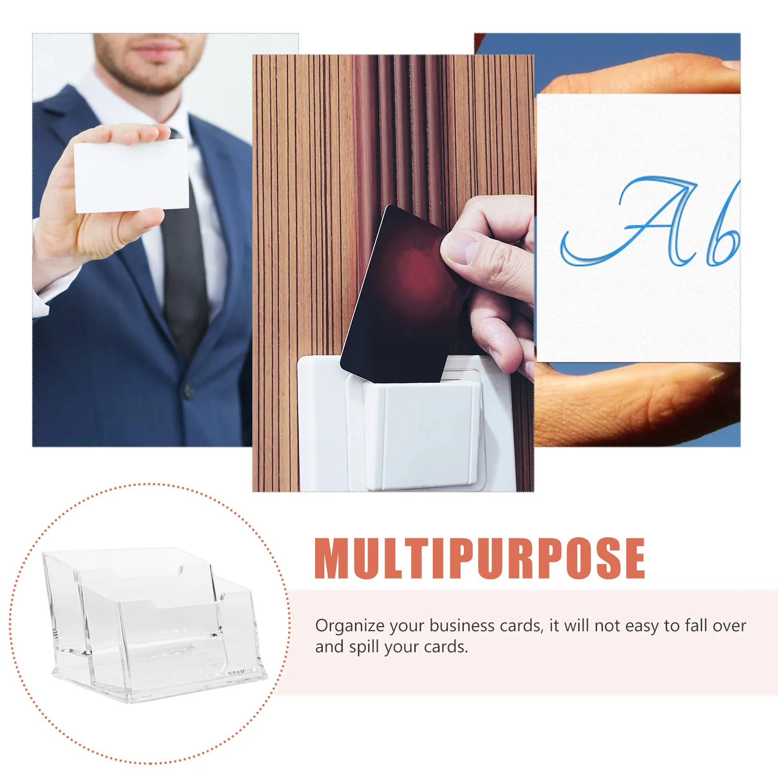 명함 홀더 데스크탑 투명 두꺼운 베이스 명함 디스플레이 스탠드 사무실 정리함 엽서 디스플레이 스탠드