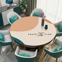 Nappe ronde en PU imperméable, tapis de Table à dîner, résistant à l'huile, comptoir de cuisine, décoration de la maison, tapis de bureau de Restaurant moderne 3