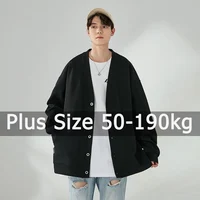 Plus Size Sweater Cardigan Men Knitted Tops 9XL 8XL 50-190kg Autumn Winter Solid Color Long Sleeve Sweater Big Size Men Clothing 1