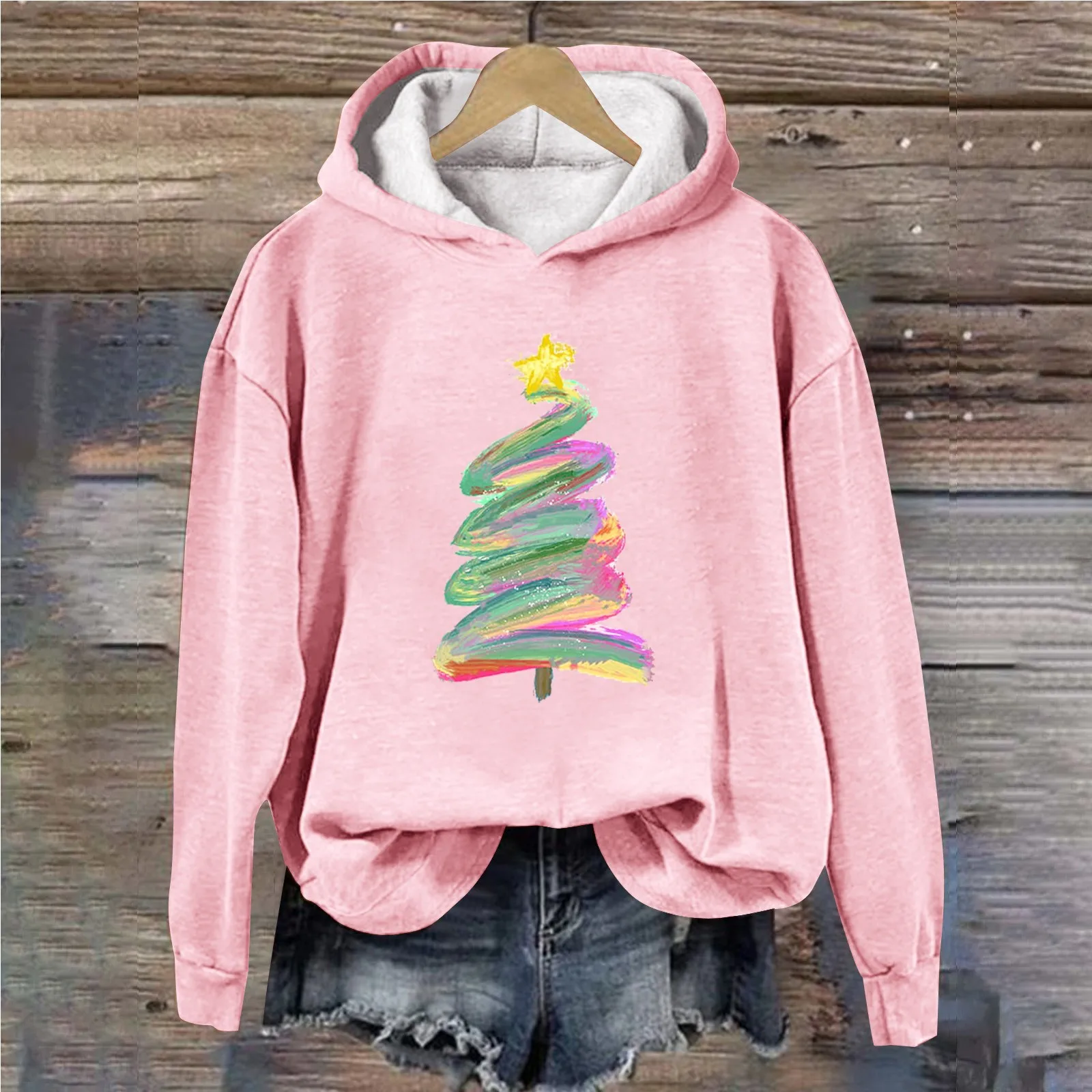 

Cute Autumn And Winter Sweatshirts For Women Sweatshirt Funny Christmas Tree Prints Pullover Punk Sports Ethnic Running