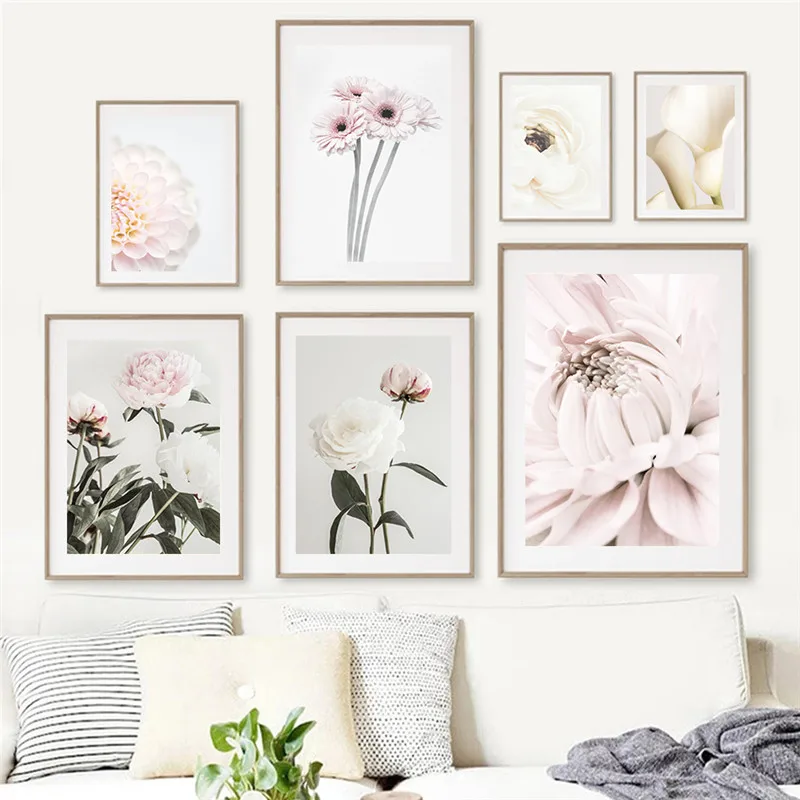 

Peony Rose Pink Flower White Calla Lily Canvas Painting Wall Art Poster and Prints Living Room Decoration Home Decor Picture