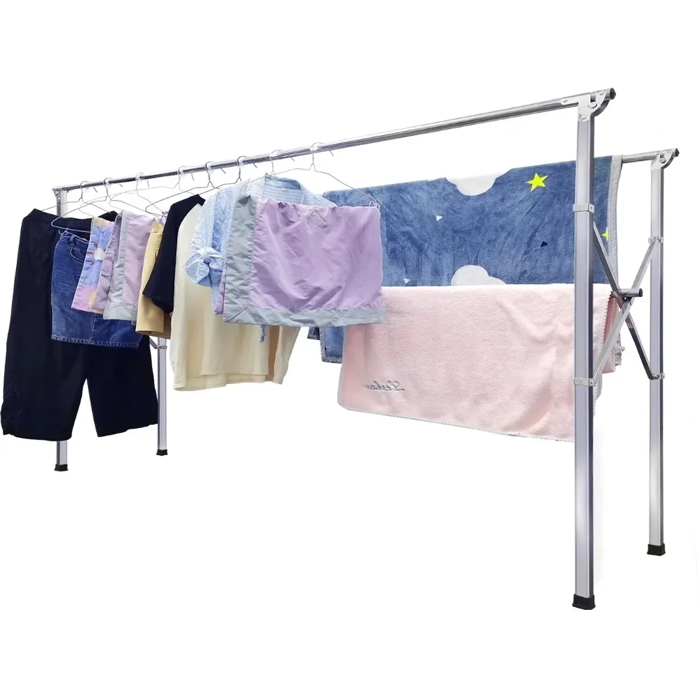 

H-Type Metal Clothes Drying Rack, 79 in Extended Length, Foldable Design - Sturdy & Space-Saving