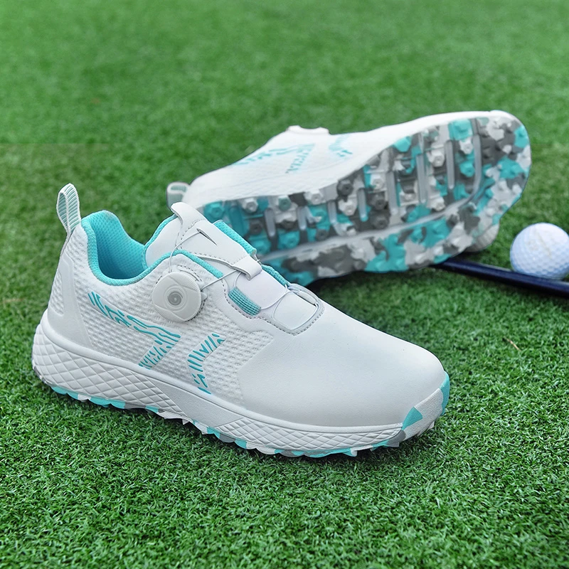 

Top Quality Women Leather Golf Spikes Shoes Non-slip Female Golfer Outdoor Training Sneakers Spring Girls Golfing Footwear