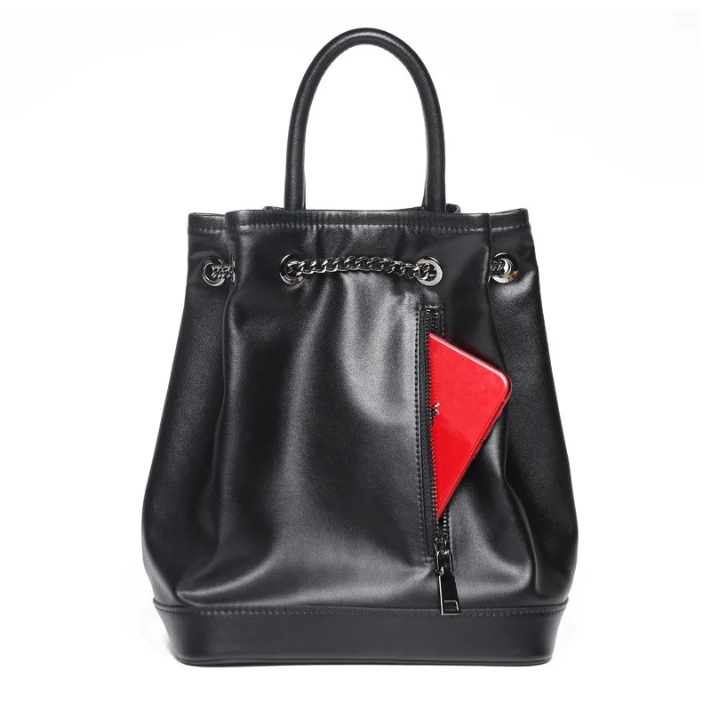 Large Capacity Women's Bag 2024 New Genuine Leather Solid Color Shoulder Backpack Versatile Handheld Backpack Luxury Designer