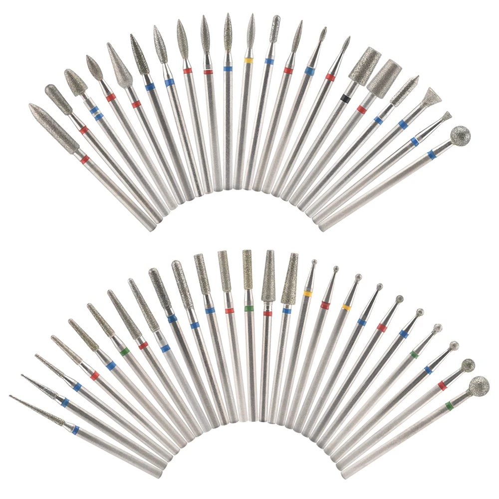 

50pcs Diamond Nail Drill Bits Milling Cutters Grinding Accesories for Gel Nail Polish Nails Art Tool Shank Carving Polishing