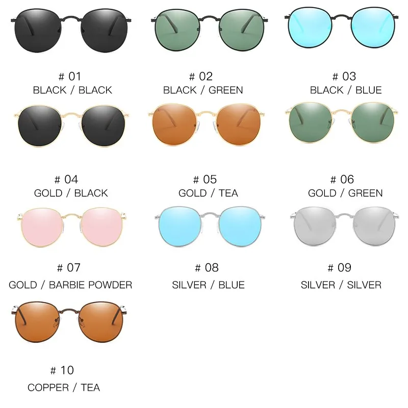 Classic Vintage Round Polarized Sunglasses Men Brand Designer Polaroid Sun Glasses Women Metal Frame Black Lens Eyewear_voghion.com