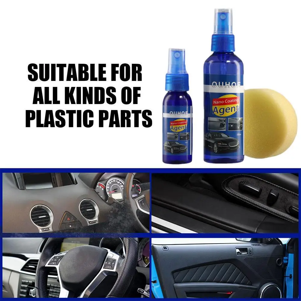 Car Nano Coating Agent for All Plastic Leather Parts Dust Remover Car Polish Cleaning Spray Interior Cleaning Tools