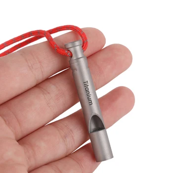 Ultralight Titanium Emergency Whistle with Cord Outdoor Survival Camping Hiking Exploring Camping Whistle 6