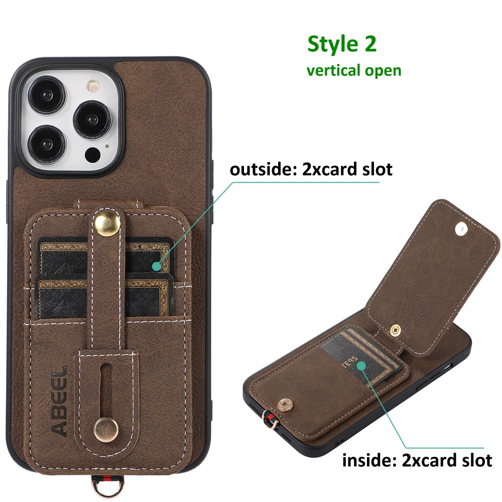 Finger Hand Band Belt Grip Cover Leather Case For iPhone 13 14