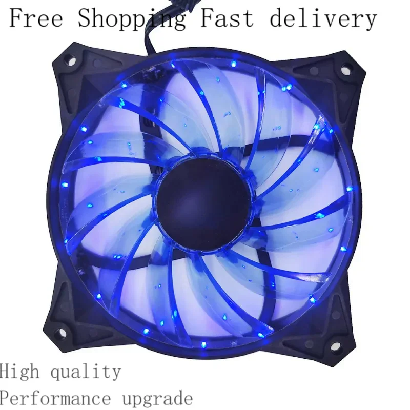

12025 Transparent Light-Emitting 12v 15 Blue Lights Computer Shadow Chassis Wind 12CM Ultra-Quiet Assembly Kit