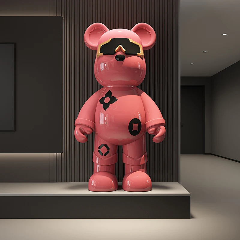 Light Luxury Pink Violent Bear Floor Decoration Living Room Sofa TV Cabinet Piggy Bank Creative Gift Sunglasses Sculpture 5