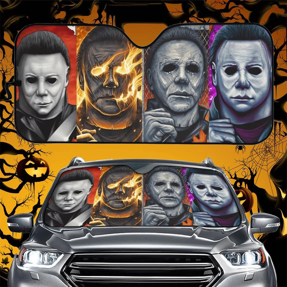 

Scary Movie Hitman Michael Myers Print Halloween Car Sun Shade High Quality Interesting Anti-dirt Windshield Covers Autoshade
