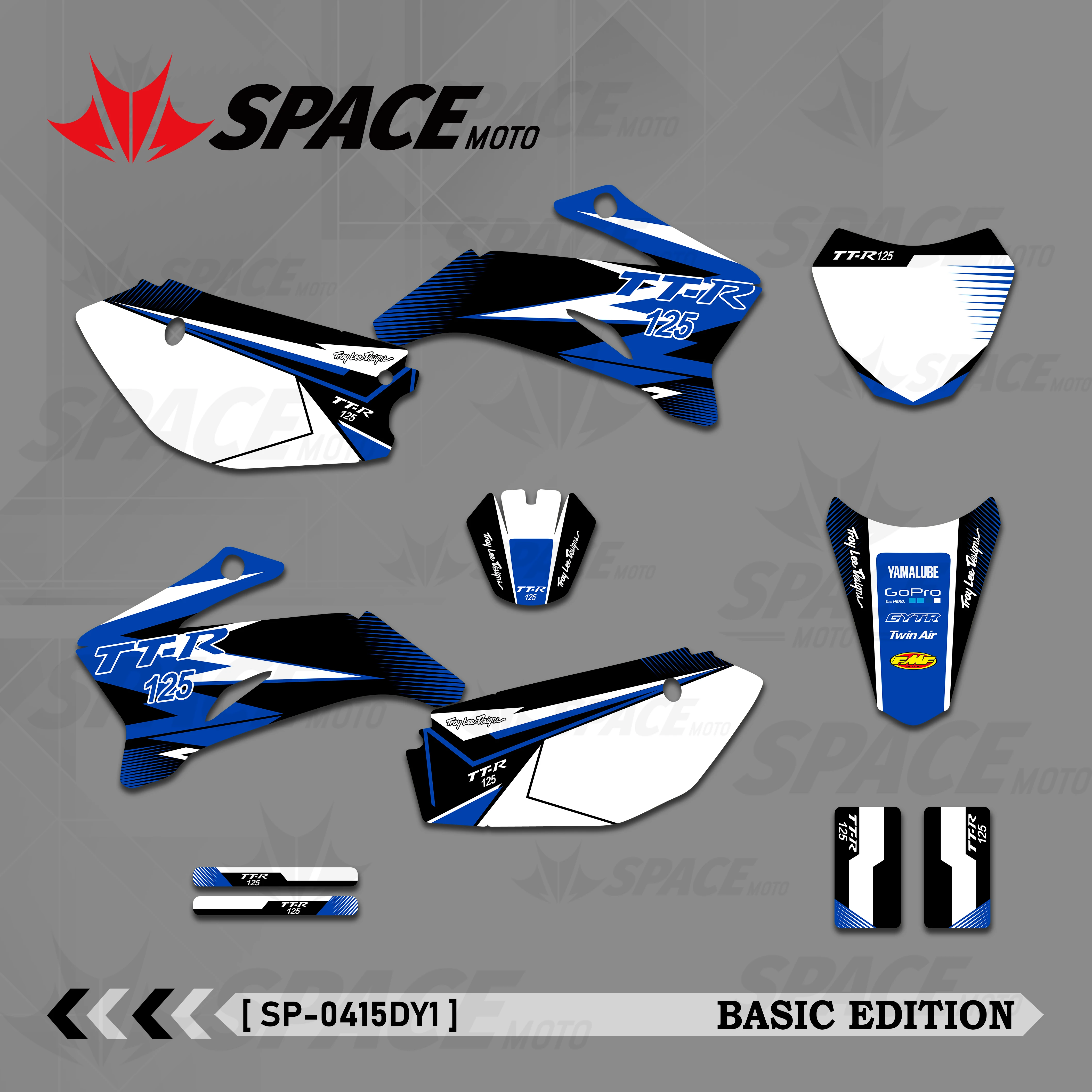 Spazio Per Yamaha Ttr 125 Ttr125 2008-2023 Decalcomanie Grafiche Complete Adesivi Sfondo Moto Nome Numero Personalizzato