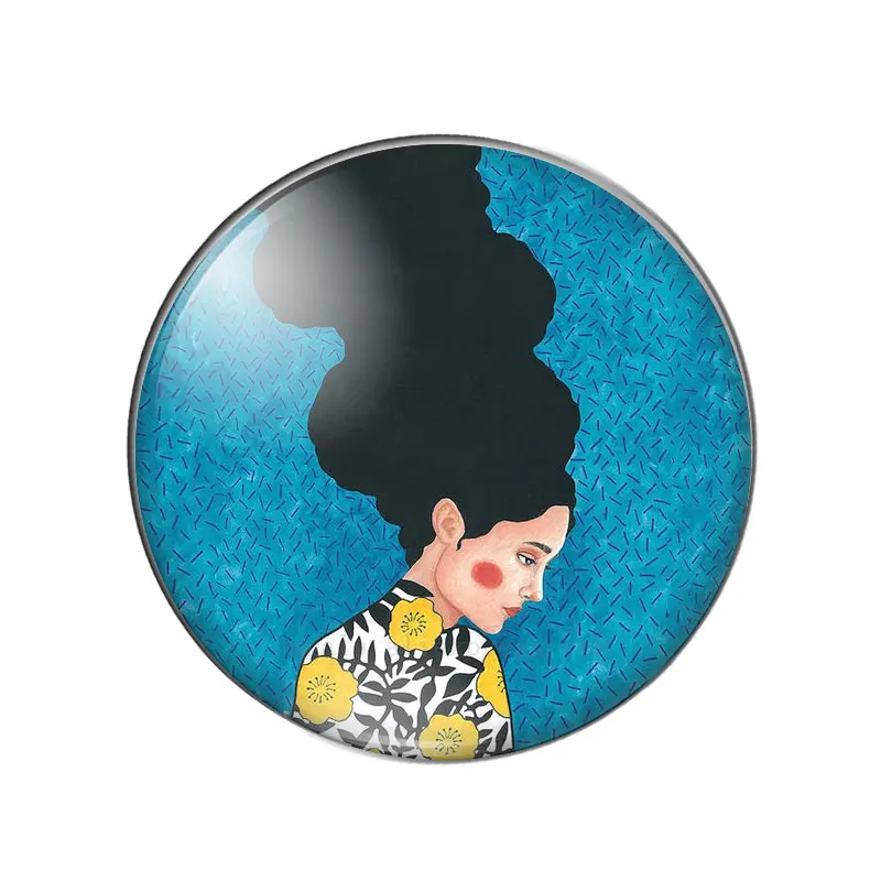 아트 패션 긴 머리 소녀 일러스트 10 개 12mm/14mm/18mm2 0mm/25mm, 라운드 사진 유리 카보 숑 데모 플랫 백 메이킹 결과