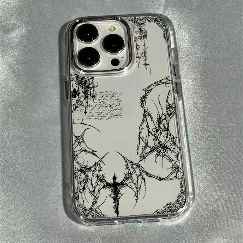 Gothic Cross Design Transparent Phone Case - Dark & Cool Soft Cover