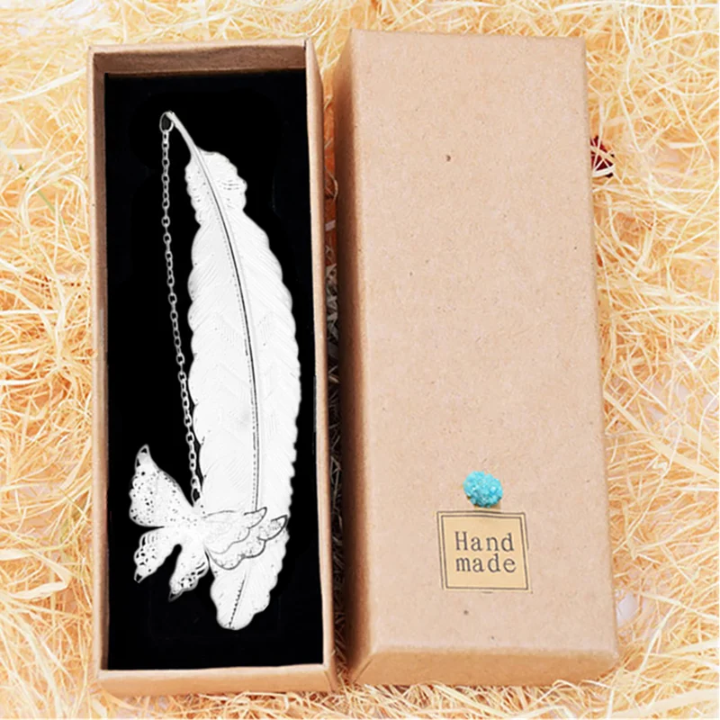 Metal bookmark bookmark page holder bookmark holder cute pendant school teacher child gift pretty stationery award boxed brass leaf vein tassel butterfly book marks