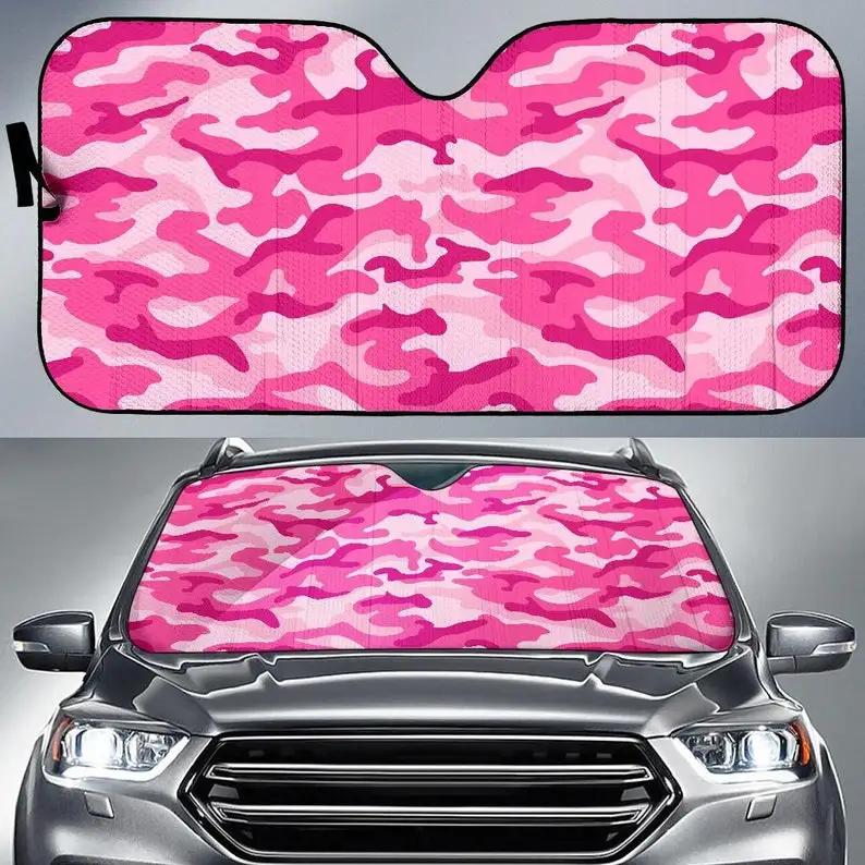 

Pink Camo Camouflage Car Windshield Sun Shade, Visor, Car Accessories