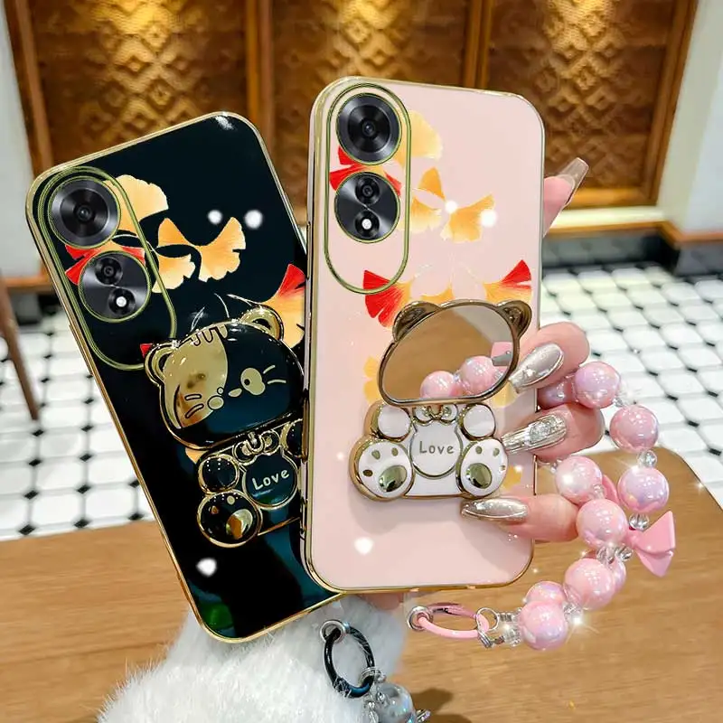 3-Piece Red Maple Leaf Phone Case Set with Lanyard and Rabbit Stand
