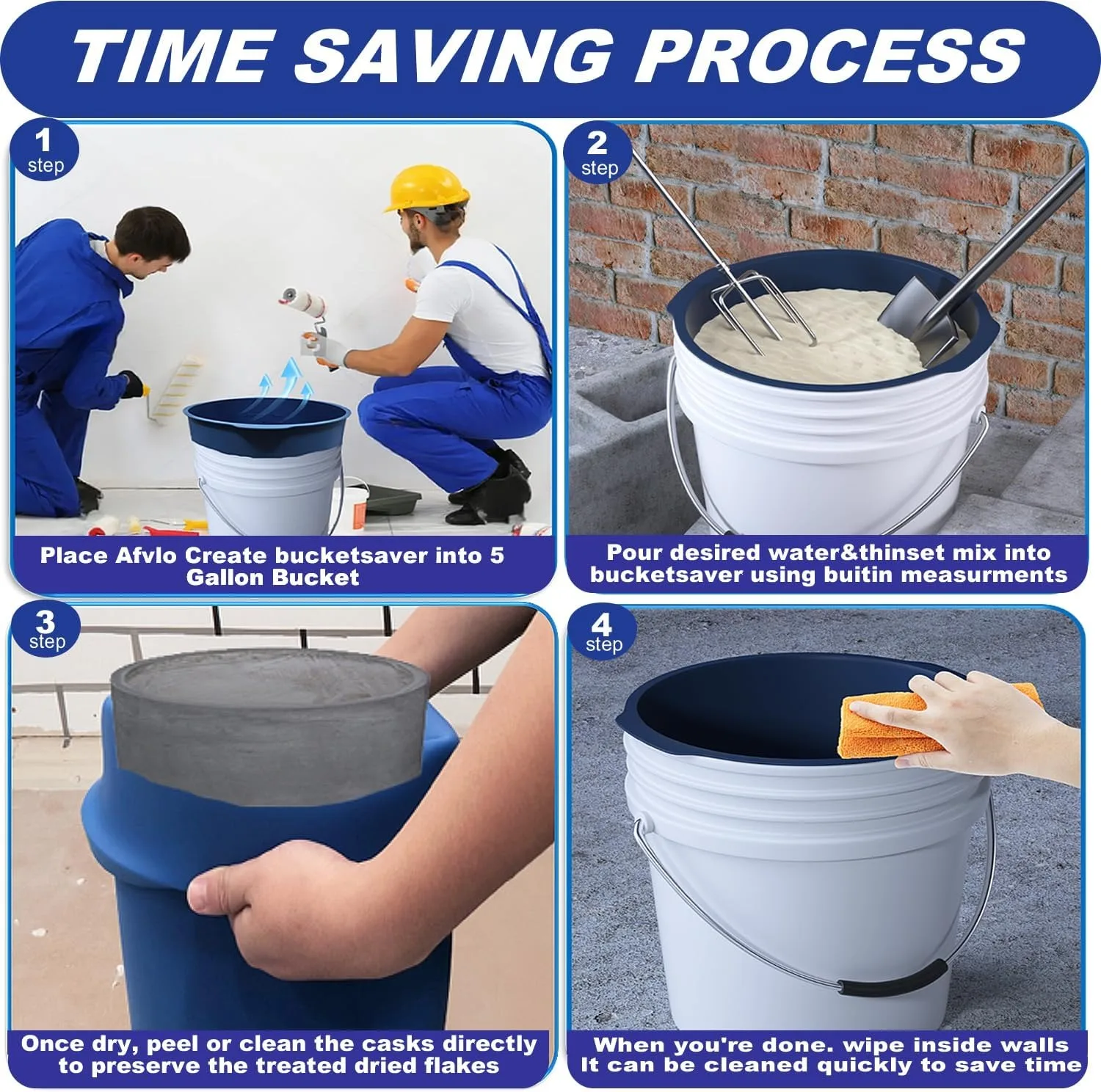 Gallon Bucket Liner 5-Gallon Silicone Bucket Protection Measuring for Concrete Mix and MudBuddy