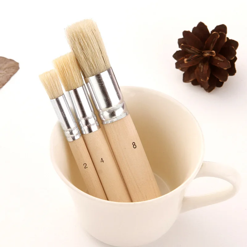 6pcs Wooden Paint Brush Set Acrylic Painting Brushes Kit Artist