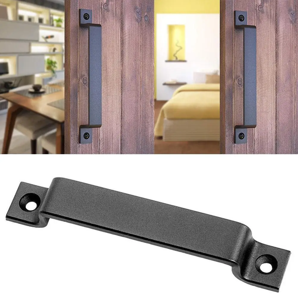 Black Sliding Barn Door Handle Pull Cabinet Flush Hardware Set Wood Door Handle Interior Furniture Hardware