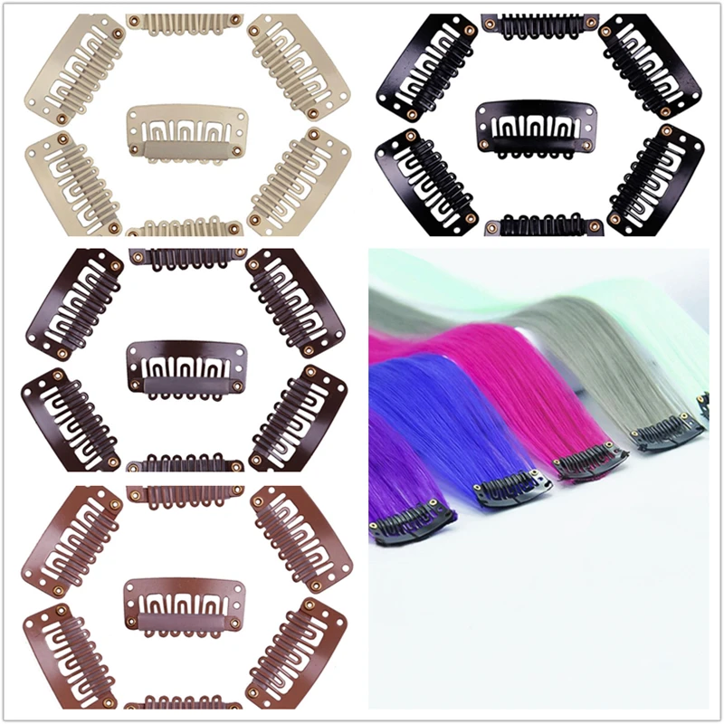 20/50Pcs U Shape Wigs Clip In Hair Extension Wig Clips for Human Hair Bangs, Snap Clips, Metal Comb, hair extension clips