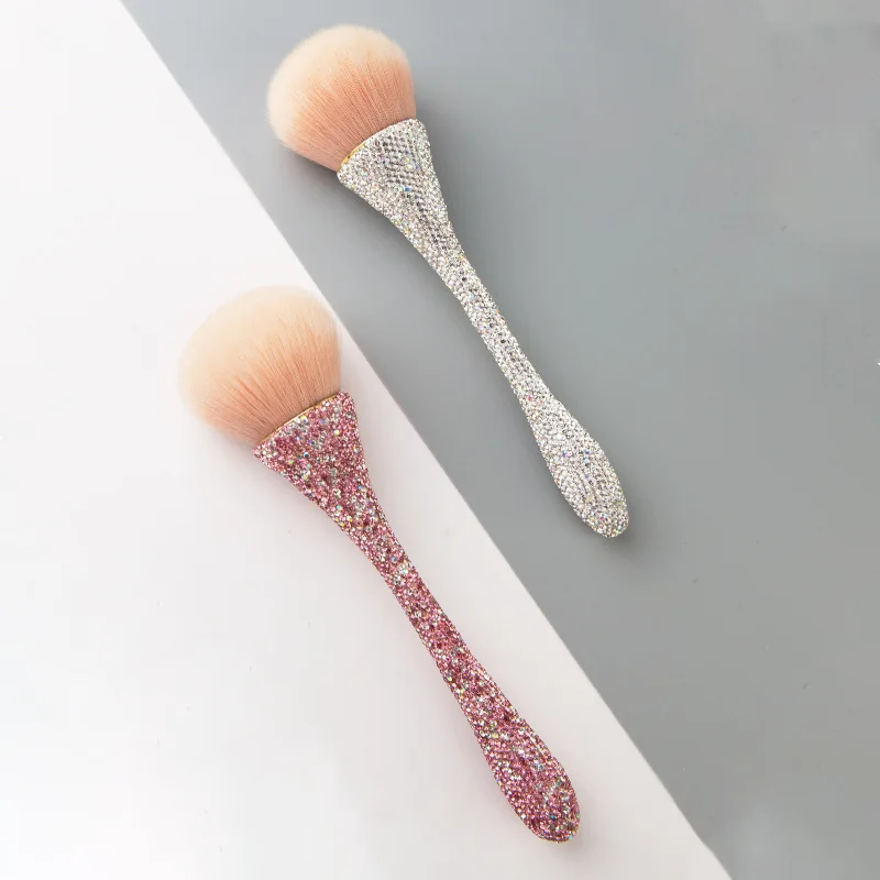 Bling Nail Dust Bush Glitter Soft Remove Dust Collector Powder Cleaning Nail Brushes With Diamond Manicure Accessories Tools Set 2