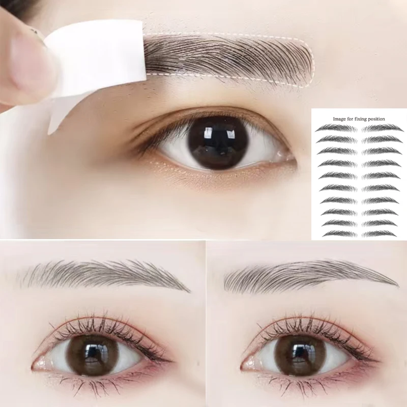 

10 Pairs Brow Sticker Hair-liked Eyebrows Makeup Waterproof Eyebrow Tattoo Sticker Long Lasting Natural Simulation Fake Eyebrow