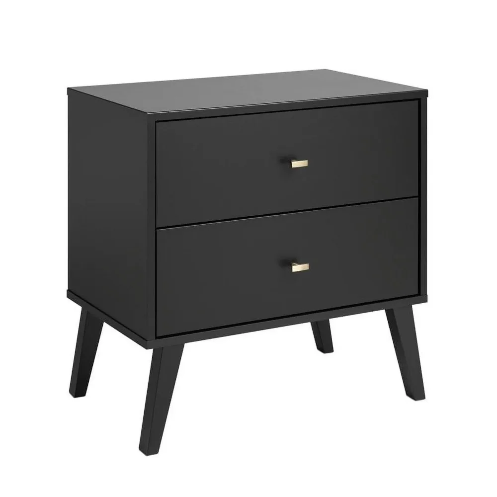 

Bedside Table Medieval Modern 2 Drawer Bedside Table, Black Bedside Table