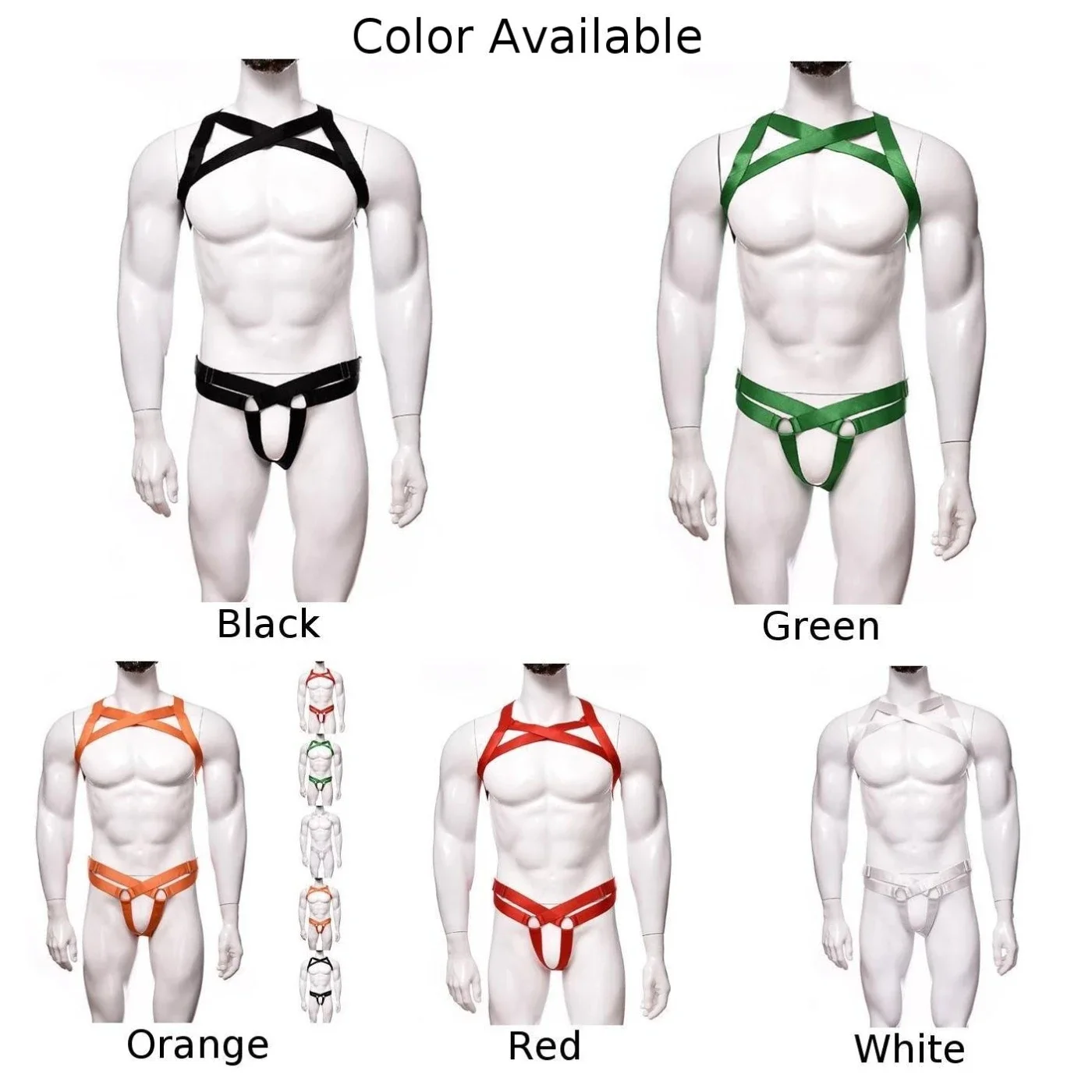 Mens Sexy Underwear Enlargement Chest Straps Dance Performances ThreePoint Suits Backless Breathable G-String Bodysuit