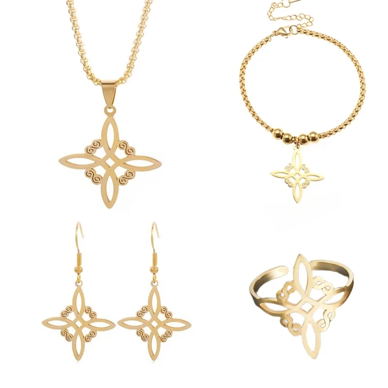 Collana Nodo Strega Argento 30X30mm Con Catenina Inclusa