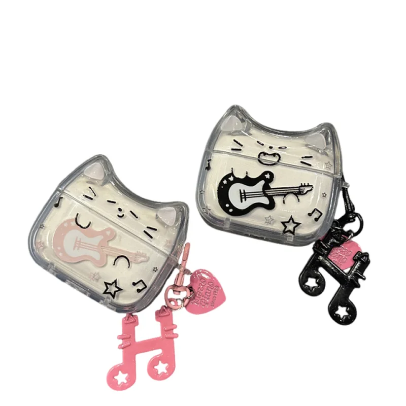 Adorable Cartoon Guitar Semi-Transparent Protective Case for AirPods Pro Bluetooth Earphones