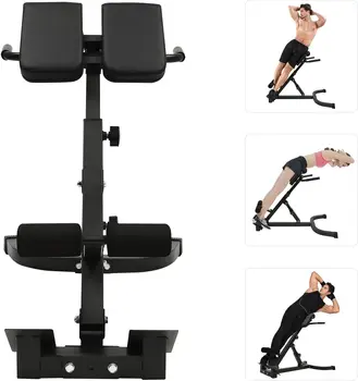 Foldable Roman Chair Hyperextension Bench - Adjustable Back Extension Machine for Home Gym - 3 Levels of Height & Angle 1