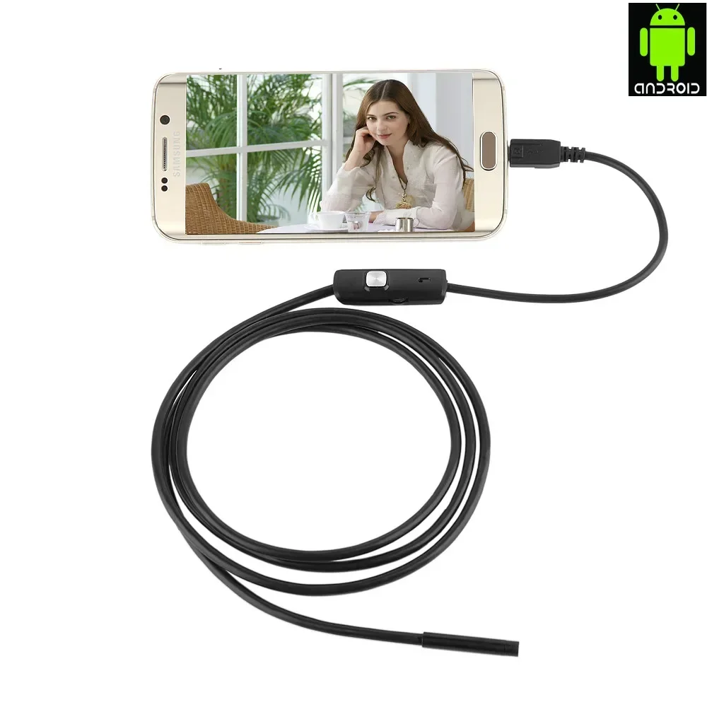 Endoscope Camera Mini Endoscope Camera Android Endoscope Adjustable 6 LED 5.5mm Car Inspection Camera Pipe Inspection with USB/Type-C Adapter