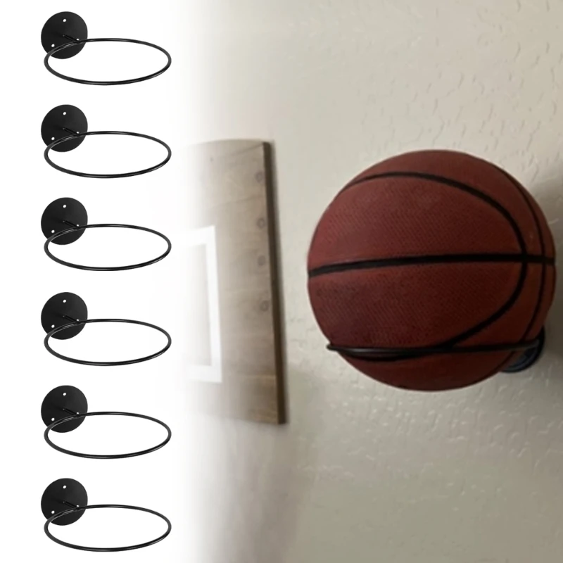 6Pcs Wall Mount Ball Rack, Ball Wall Mount, Display Holder for Basketball