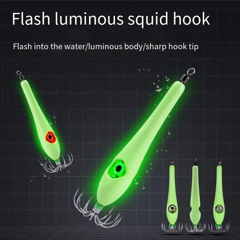 

Рыболовное снаряжение PD, светящееся в темноте искусство 152g, искусственная ночная рыбалка, восемь с 12 иглами, парашютные крючки, рыбалка на лодке