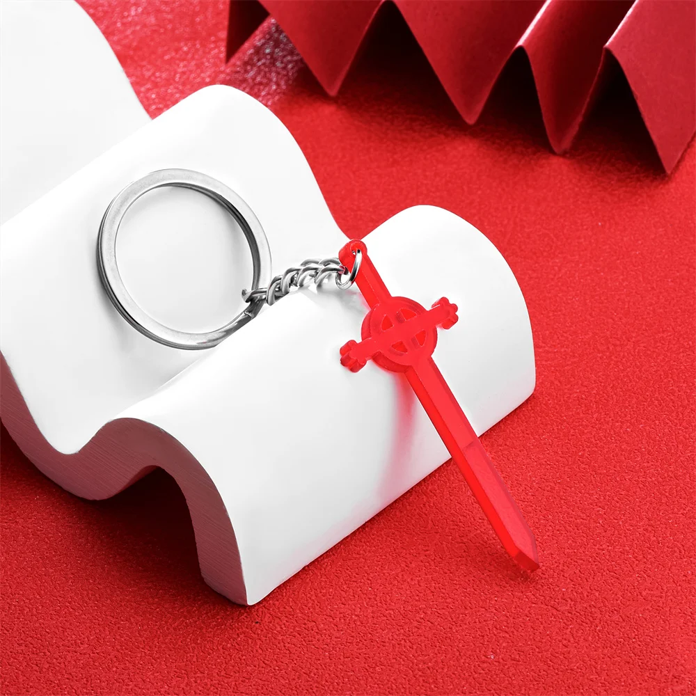Ruby Sword Keychain Classic Cartoon Adventure The Time Series Acrylic Pendant for Woman Movie Fans Gift Jewelry