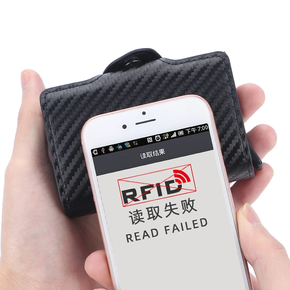 Carbon Fiber Anti Rfid Credit Card Holder Mens Double Cardholder Case Wallet Metal Business Bank Creditcard Minimalist Wallet credit card holder
