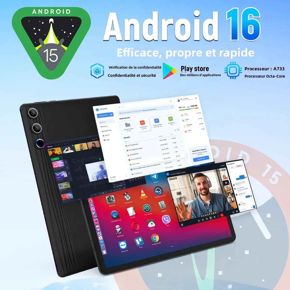 URAO G9L 11,5-Zoll-Tablet mit Android 15, 30 GB + 128 GB + 1 TB erweiterbarem Speicher, 8400 mAh Akku, 2K-HD-IPS-Display (1200 x 2000 Pixel), WLAN 6 und Dual-Kamera_voghion.com