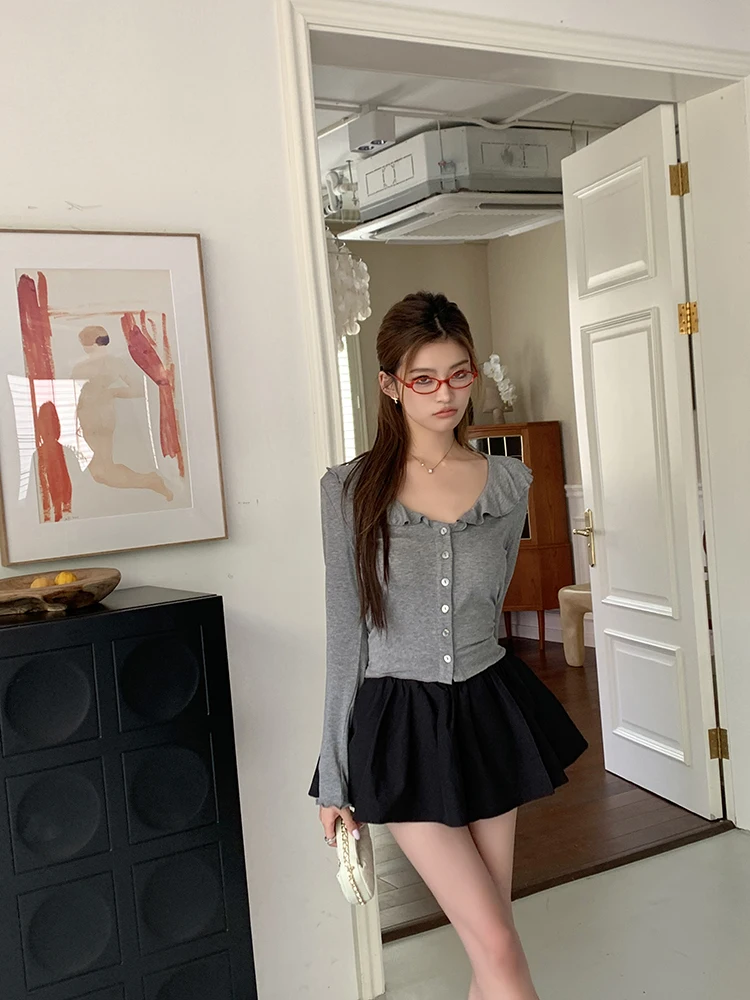 

Spring Summer Black Bandage Mini Skirts Sexy Club Short Skirt Street Elastic High Waist Pleated Women Brown Short Skirt Fashion