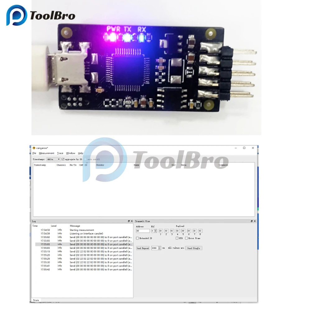 Candlelight USB to Can Module CAN Bus Analyzer CAN Debug Adapter LED Indicator for Open Source Cangaroo Protocol Analysis