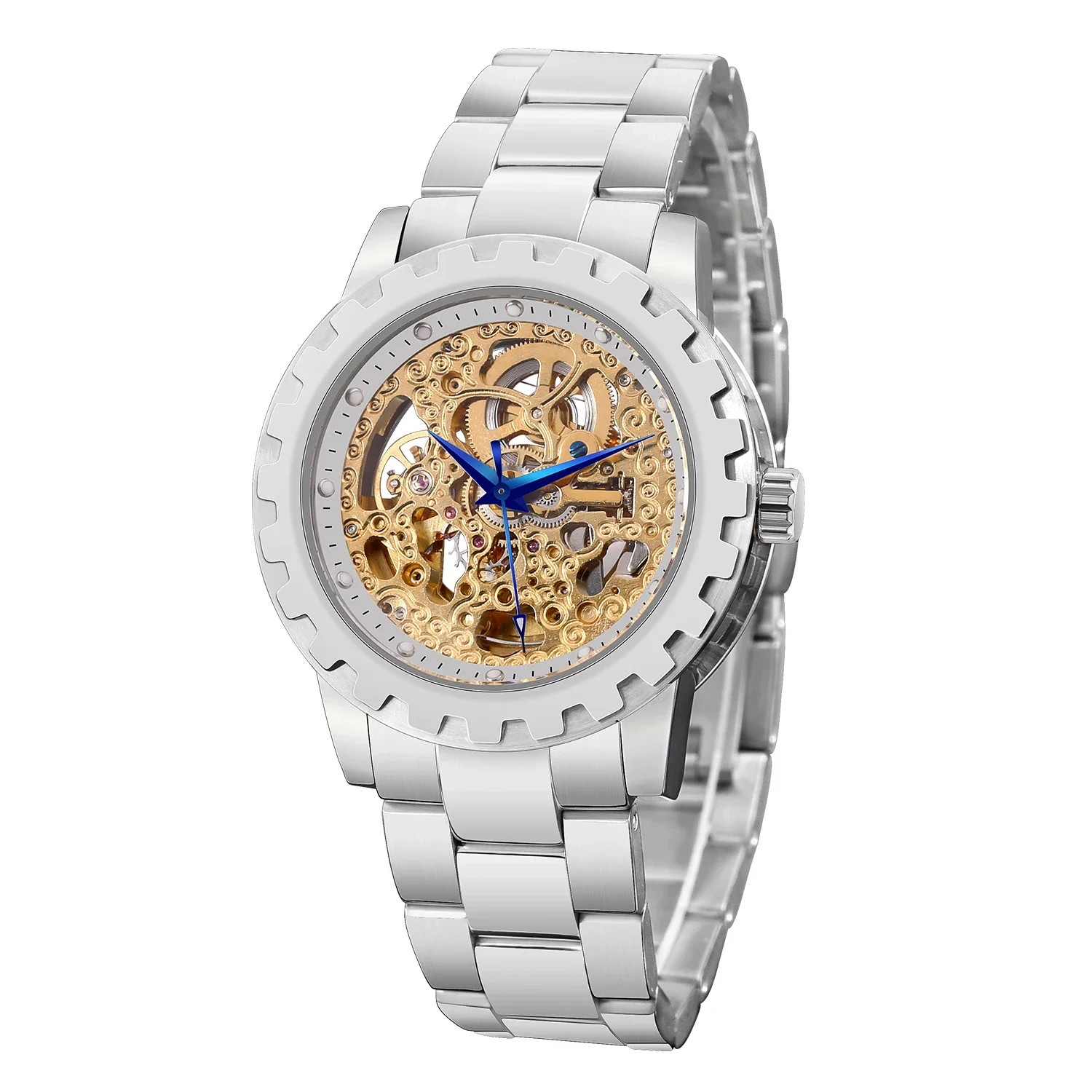 

BERNY Men Mechanical Watch Luxury Skeleton Blued-steel Hand Exhibition Back Cover Luminous Hour Marker Waterproof Man Wristwatch
