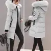 Women Winter Cotton Coat Hooded Mid Length Outerwear Windproof Warm Long Sleeve Jacket Solid Color Slim Fit Lady Down Coat 5