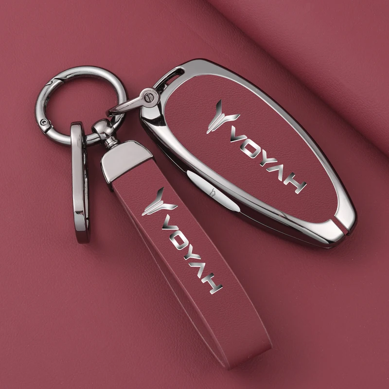 Key Case Key Case Cover Car Key Shell Car Key Chain Zinc Alloy Leather Car Key Case Cover Shell Fob For Voyah Free I-Land Dreamer