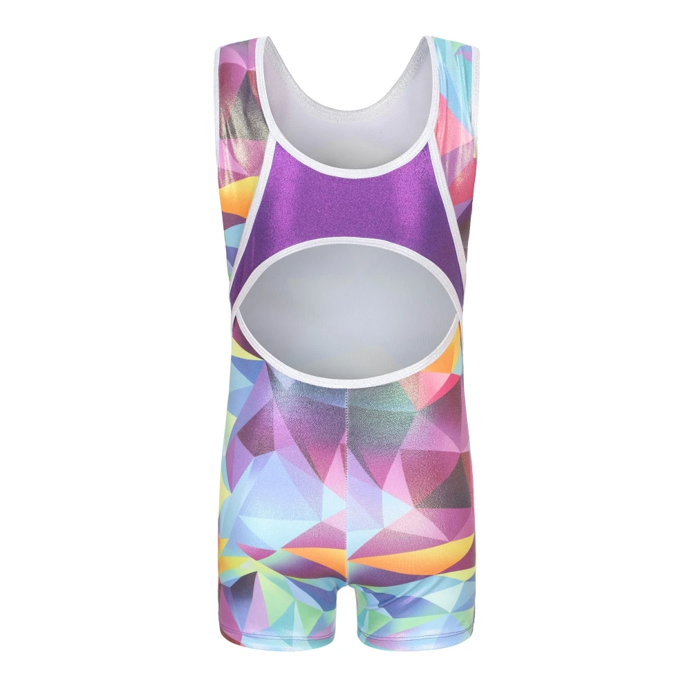 Kids Leotards for Girls Gymnastics Dance Embroidery Glitter Tumbling Shorts Bottoms 5-12Y
