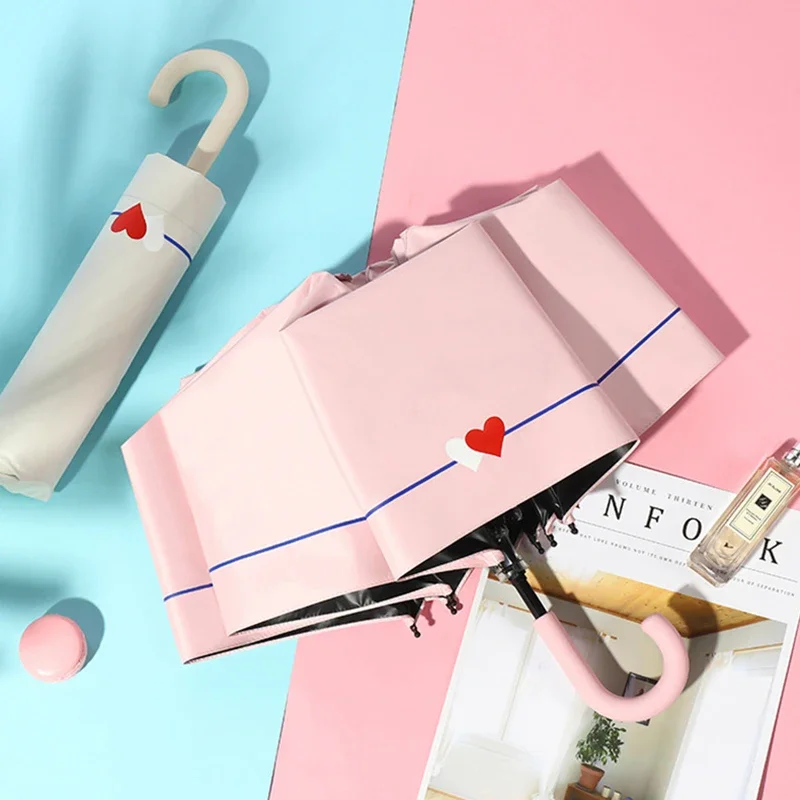 

S-образная ручка, 3 складных кармана, ветрозащитный Портативный Женский солнцезащитный зонт для детей, U-образный дождь, мини