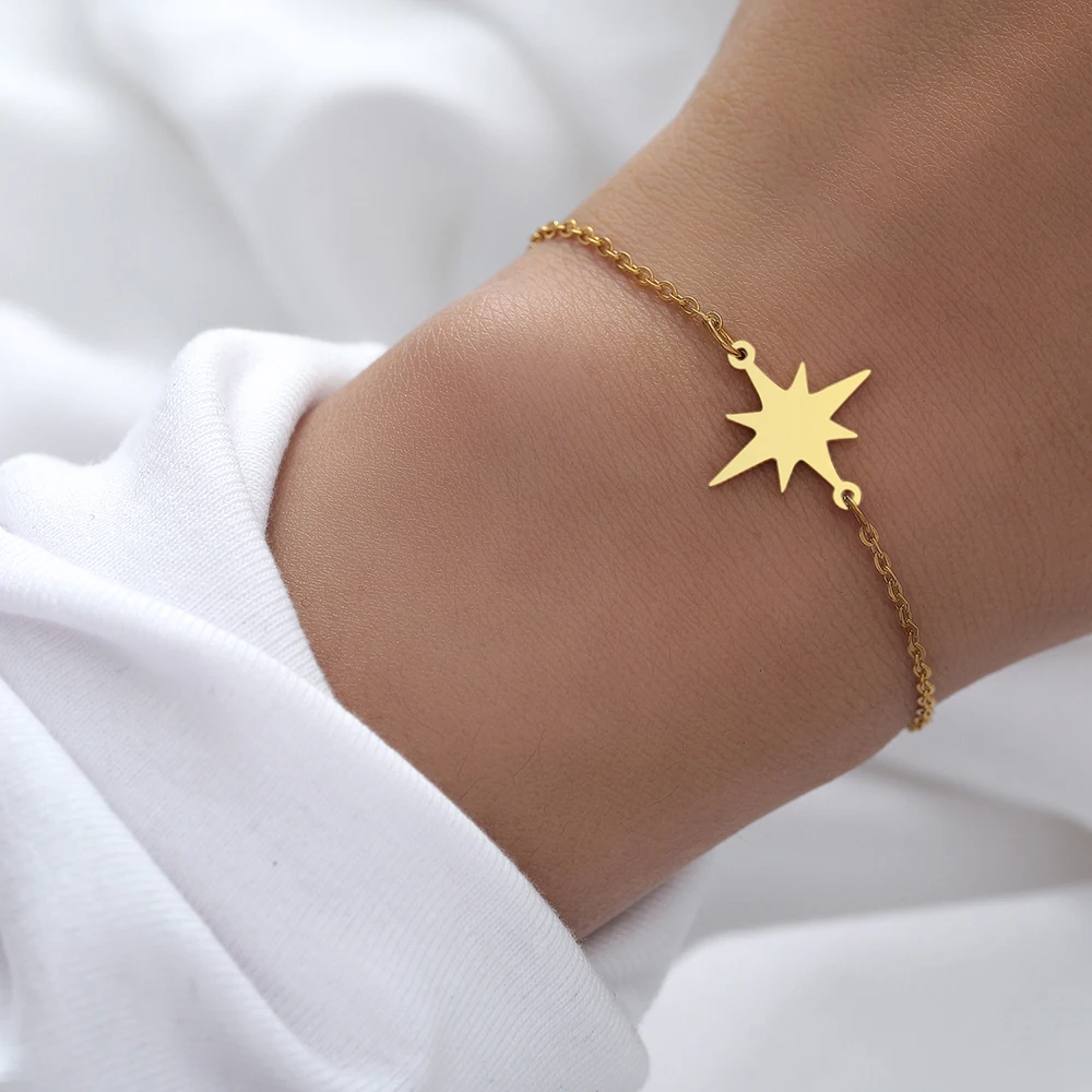 Stainless Steel Bracelets Simple Fine Polaris Design Pendant Chains Fashion Charms Bracelet - Image 5