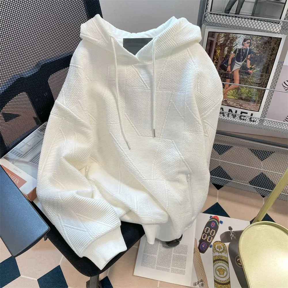 

Женские и мужские толстовки M-4XL High Street, одежда для пар, модный винтажный трендовый Белый Топ большого размера, осенняя одежда
